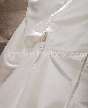 Luxury Exquisite Embroidered Chapel Train Satin Wedding Dress