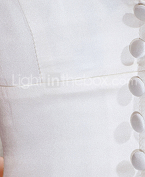 A-line V-neck Neckline Cathedral Train Satin Wedding Dress