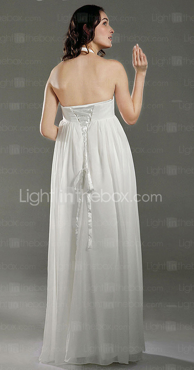 Empire Halter Floor-length Chiffon Satin Maternity Wedding Dress