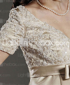Sheath / Column Empire V-neck Floor-length Satin Maternity Wedding Dress