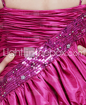 A-line Spaghetti Straps Floor-length Taffeta Evening Dress