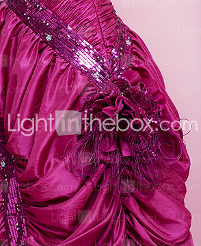 A-line Spaghetti Straps Floor-length Taffeta Evening Dress