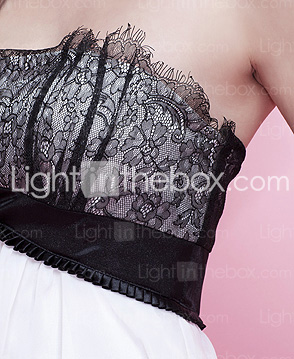 A-line Strapless Short/ Mini Chiffon Elastic Silk-like Satin Cocktail Dress