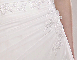 A-line/Princess Side-Draped Cathedral Train Luxury Wedding Dress With Beaded Appliques 