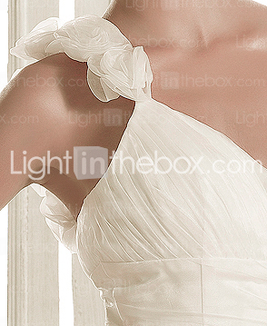 Gorgeous A-line One Shoulder Court Train Organza Wedding Dress 
