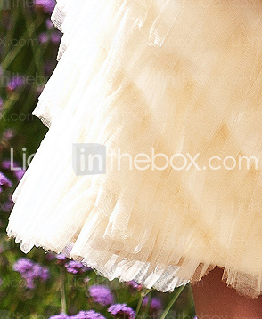 Sheath/Column Strapless Short/Mini Organza Wedding Dress 