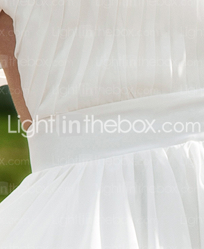 A-line Halter Knee-length Chiffon Wedding Dress 