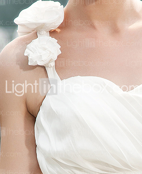 A-line One Shoulder Short/ Mini Taffeta Wedding Dress