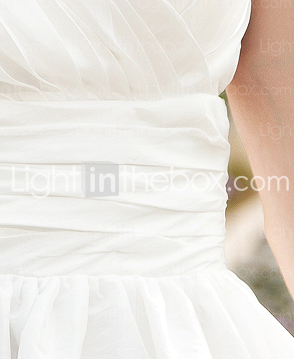 A-line One Shoulder Short/ Mini Taffeta Wedding Dress