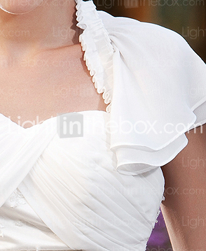 A-line Halter Short/Mini Taffeta Chiffon Lace Wedding Dress 