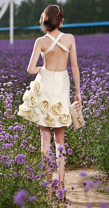 A-line Straps Short/Mini Taffeta Wedding Dress 