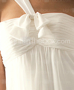 Empire One Shoulder Floor-length Chiffon Over Elastic Satin Bridesmaid/ Wedding Party Dress