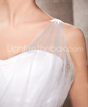 A-line Tulle Wedding Dress With Straps And Sweep/Brush Train 