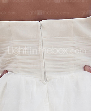 Sheath/Column Strapless Floor-length Organza Wedding Dress 