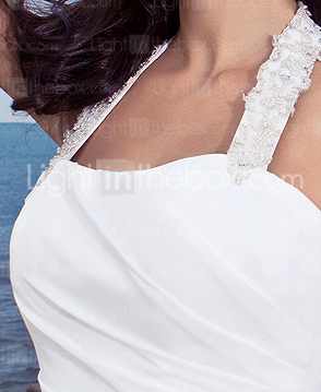 Sheath/ Column Halter Court Train Chiffon Wedding Dress