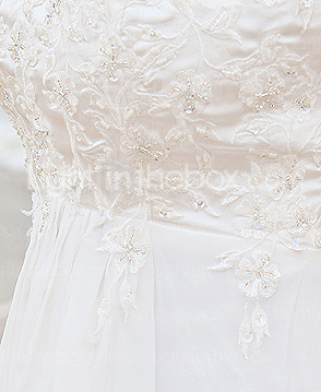 Sheath/ Column Sweetheart Court Train Chiffon Satin Wedding Dress