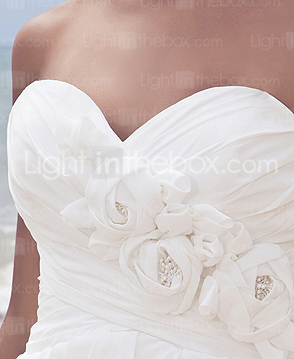 Sheath/Column Strpaless Floor-length Chiffon Wedding Dress 