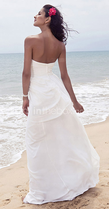 Sheath/Column Strpaless Floor-length Chiffon Wedding Dress 