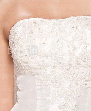 A-line Strapless Chapel Train  Taffeta Wedding Dress