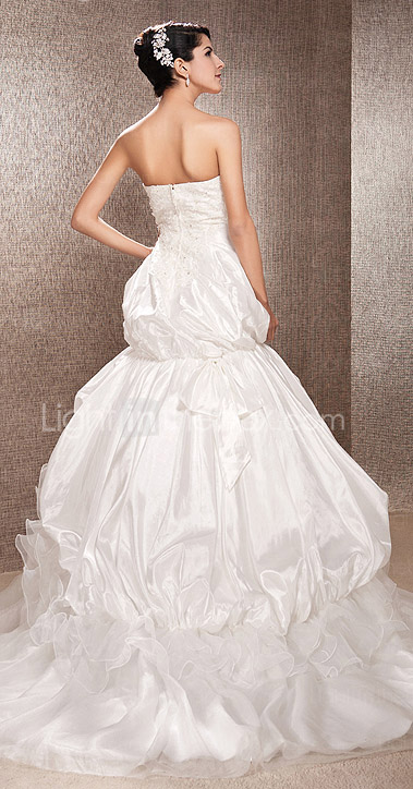 A-line Strapless Chapel Train  Taffeta Wedding Dress