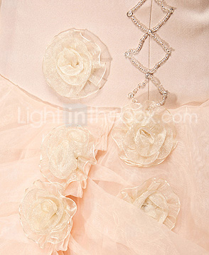A-line Off-the-shoulder Floor-length Satin And Organza Wedding Dress 