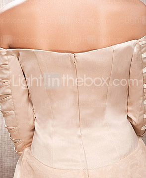 A-line Off-the-shoulder Floor-length Satin And Organza Wedding Dress 