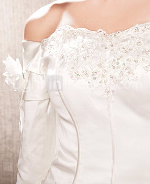 Sheath/Column Off-the-shoulder Floor-length Satin  Wedding Dress