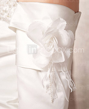 Sheath/Column Off-the-shoulder Floor-length Satin  Wedding Dress
