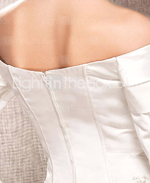 Sheath/Column Off-the-shoulder Floor-length Satin  Wedding Dress