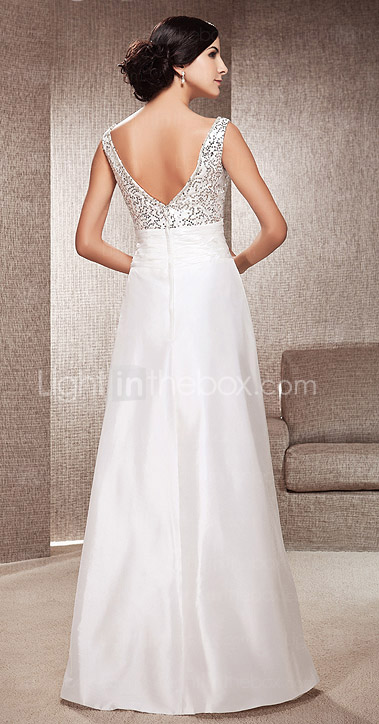 A-line Sweetheart Floor-length Sequined Satin Wedding Dress