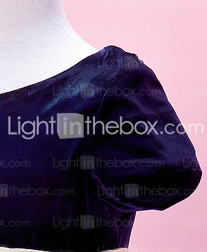 A-line Jewel Tea-length Velvet And Tulle Flower Girl Dress 