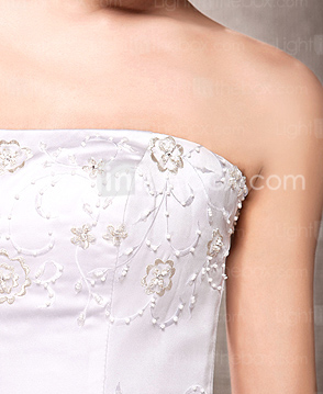 A-line/ Princess Satin Wedding Dress with Beaded Embroidered Detail