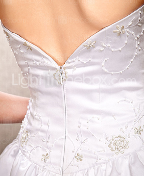 A-line/ Princess Satin Wedding Dress with Beaded Embroidered Detail