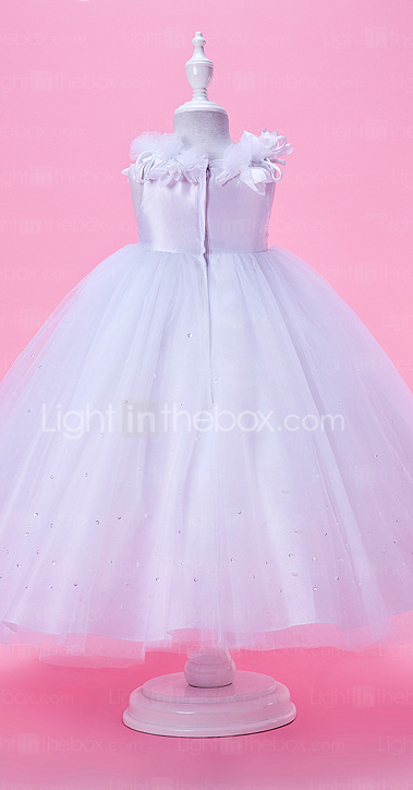 Ball Gown Neck Tea-length Tulle And Taffeta Flower Girl Dress 