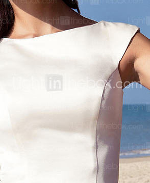 Audrey Hepburn Funny Face Ball Gown Bateau Knee-length Satin Tulle Wedding Dress