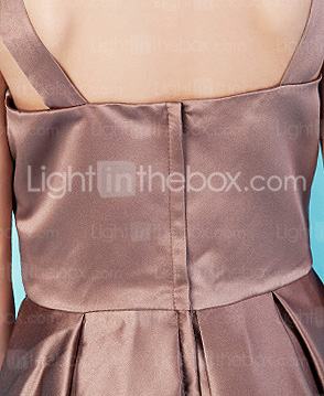 A-line Tea-length Satin Junior Bridesmaid Dress With Straps  