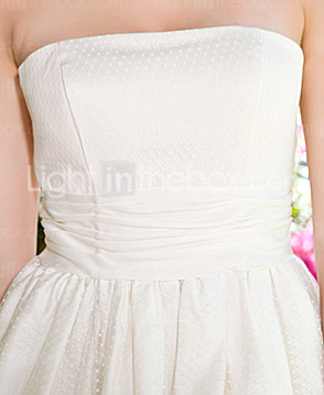 A-line Strapless Short Mini Satin Wedding Dress 