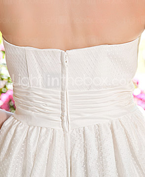 A-line Strapless Short Mini Satin Wedding Dress 