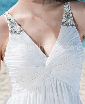 Sheath/Column V-neck Floor-length Chiffon Wedding Dress 