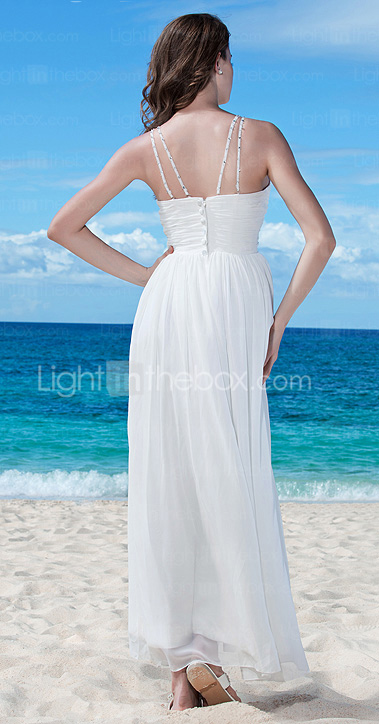Sheath/Column V-neck Floor-length Chiffon Wedding Dress 