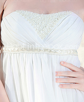 Sheath/Column Strapless Empire Waist Floor-length Chiffon Wedding Dress 
