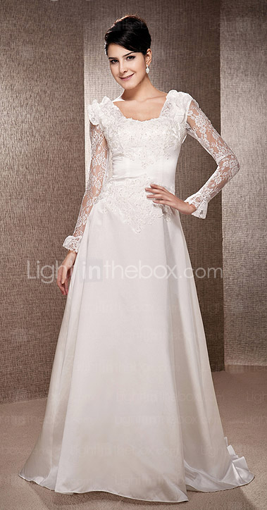  A-line Sweetheart Sweep/Brush Train Wedding Dress
