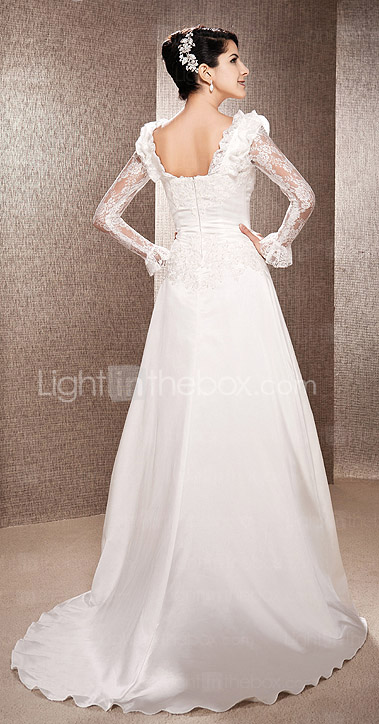  A-line Sweetheart Sweep/Brush Train Wedding Dress