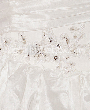 A-line Square Neck Sweep/Brush Train Taffeta Wedding Dress