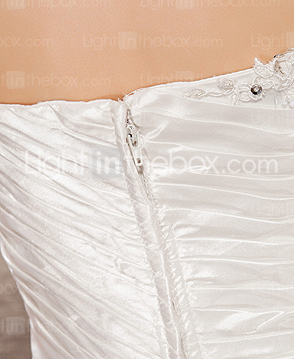 A-line Square Neck Sweep/Brush Train Taffeta Wedding Dress
