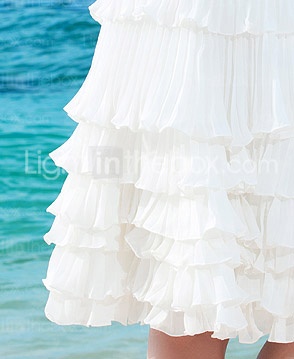 Sheath/Column One Shoulder Knee-length Chiffon Wedding Dress 