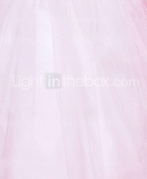 A-line Spaghetti Strap Tea-length Tulle And Satin Flower Girl Dress With Sash/Ribbon 