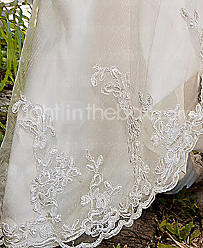 A-line Strapless Asymetrical Tulle Over Satin Wedding Dress