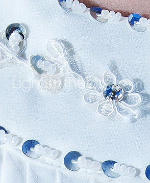 vaina / columna joya cuello hasta la rodilla gasa vestido de novia