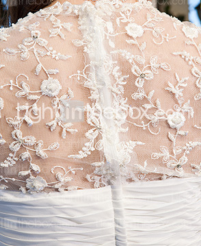 Sweetheart Neck Lace And Chiffon Wedding Dress With Sweep/Brush Train  